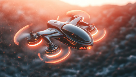 3d render of Iranian kamikaze drone with jet engine in flight during combat missionの写真素材