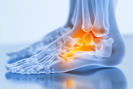 3D Illustration of Painful Human Foot Bones, Ankle Pain, Foot Anatomy, Medical, Healthcareの写真素材