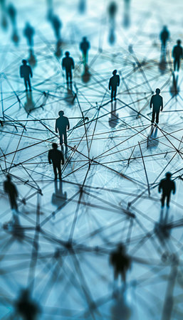 Interconnected people and connections representing social networks and global communication conceptsの写真素材