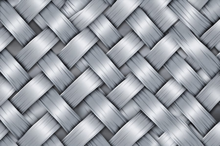 Intricate seamless vector design featuring a silver woven basket pattern background