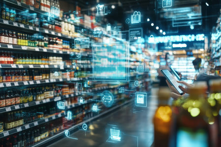 Transforming retail digital twin technology and smart devices enhance shopping experienceの写真素材
