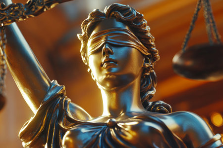 Close up of lady justice statue symbol of fairness and impartiality in a legal setting