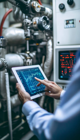 Advanced industrial automation robotic arm and control interface in smart manufacturing environment
