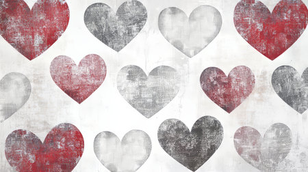 Elegant hand drawn hearts on white background for a festive valentine's day backdrop designの写真素材