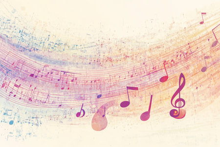 Vibrant music staff with notes and treble clef for concert and festival promotion design