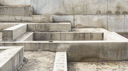 Essential concrete foundation design sturdy slabs and blocks for stable house constructionの写真素材