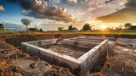 The importance of concrete foundations in house construction stability and longevity explainedの写真素材