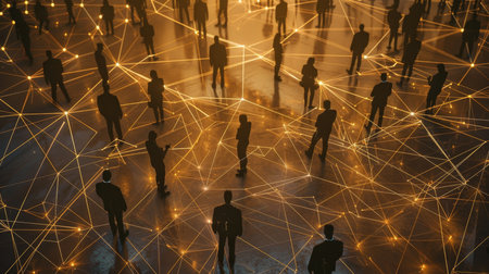 Interconnected figures illustrating corporate communication in social media marketing networksの写真素材