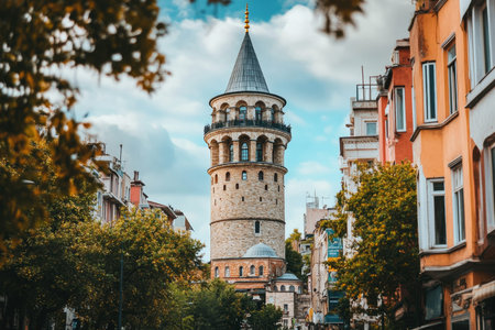 Captivating image of istanbul s historic galata tower showcasing its architectural grandeurの写真素材