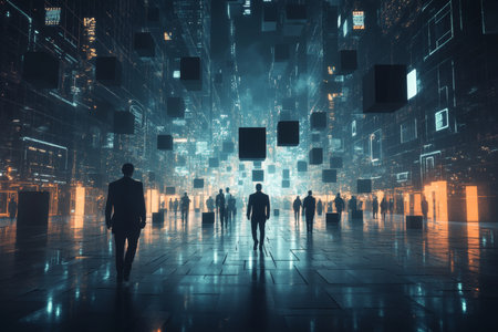 Futuristic business environment with digital technology a vision of innovation and connectivityの写真素材