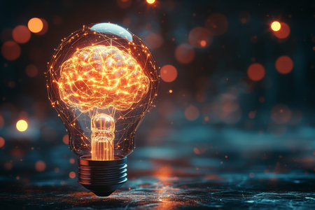 Illuminating the future a 3d representation of ai with a glowing light bulb and brain concept