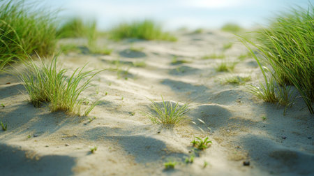 Stunning dunes with grass at travelers cove on euler island nature s beauty unveiledの写真素材