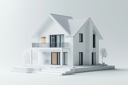 3d model featuring energy label and color chart on gray background with copy spaceの写真素材