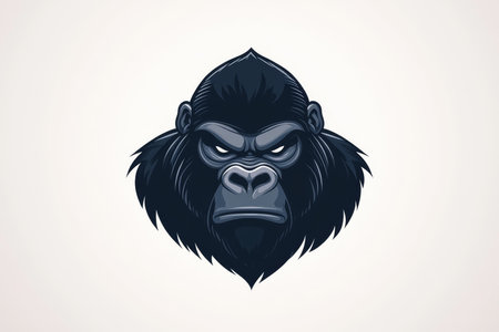 Angry gorilla minimalist black vector design with strong front view and menacing expressionの写真素材