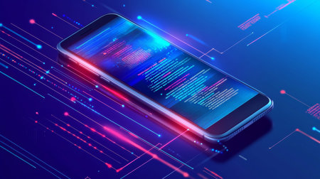 Holographic data visualization on a phone concept for mobile app development and software design