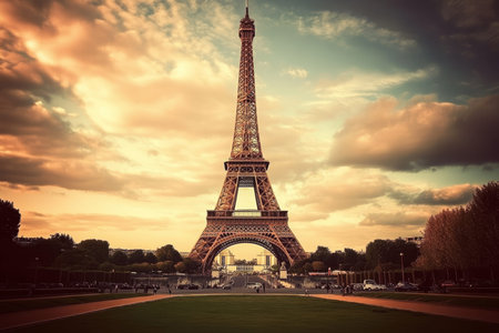 Stunning paris cityscape featuring iconic eiffel tower and a beautiful sky in travel photography