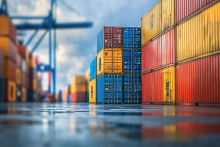 Shipping containers in a logistics yard a transport concept for global cargo movement