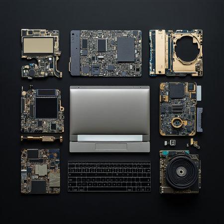 Showcasing valuable laptop, mobile, and tablet parts for macbook repair service advertisementの写真素材