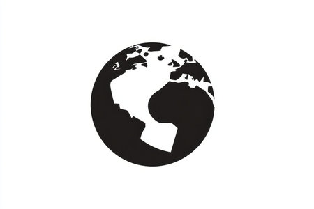 Minimalist flat design earth logo in black and white with simple shapes and ample white spaceの写真素材