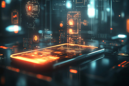 Smartphone on table surrounded by glowing digital icons illustrating modern business communication