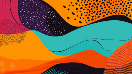 Vibrant abstract backgrounds with hand drawn shapes for social media and creative projectsの写真素材