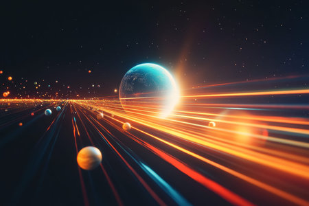 Stunning 3d illustration of the solar system with vibrant planets and glowing effects in space