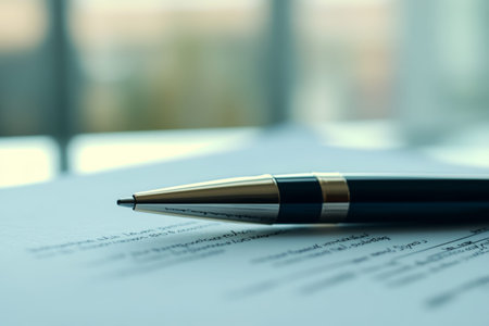 A pen poised on an official document, ready for signature in a softly lit composition