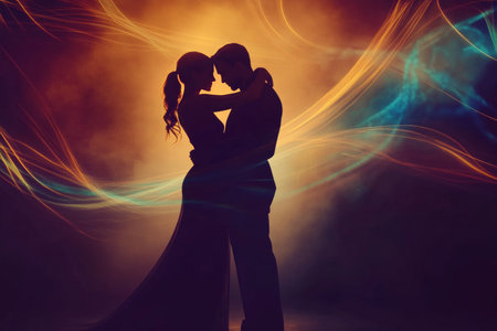 Elegant couple dancing tango in organic sculpting style inspired by george bokeh s artistryの写真素材