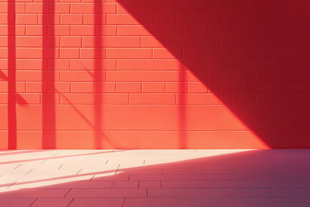 Vector illustration of a red brick wall background in a flat lay photography style