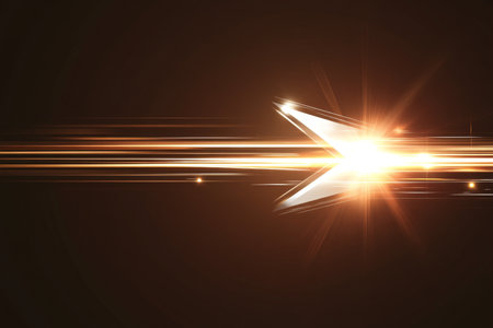 Dynamic silver arrow on brown background abstract vector design for technology and science themesの写真素材