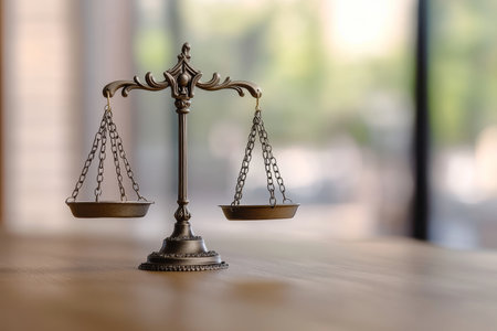 Claymation justice scale human figure balancing against heavily weighted right sideの写真素材