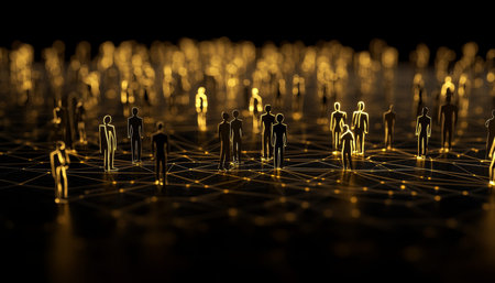 3d rendering of human network concept with figures illustrating social media and business links