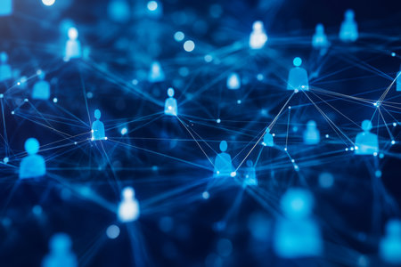 Digital community network human connections and global communication through social media techの写真素材
