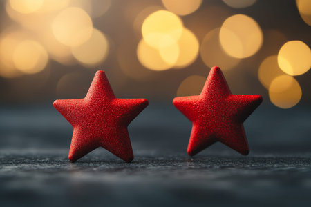 Captivating red star christmas tree ornament against a beautiful bokeh background in photography