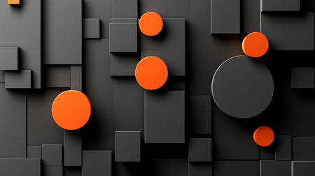 Stylish modern wallpaper design featuring abstract gray, black, and orange geometric shapes