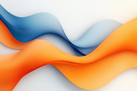 Elegant abstract background with soft orange and blue waves on a light gradient canvas