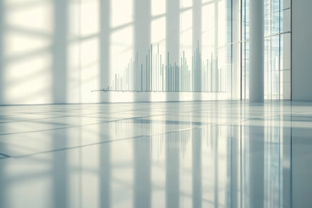 3d glass depicting charting rising graph in a bright white room with minimalist backgroundの写真素材