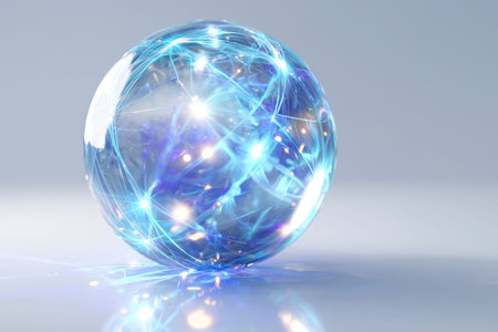 Glowing blue glass globe a minimalistic 3d rendering of global connectivity and digital technology