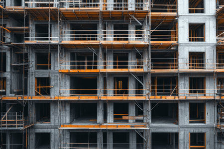 Construction progress of an apartment complex a visual insight into urban developmentの写真素材