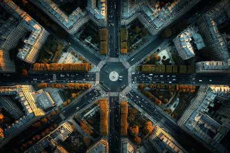 Aerial view of the champs elysees captivating paris photography showcasing iconic boulevardの写真素材
