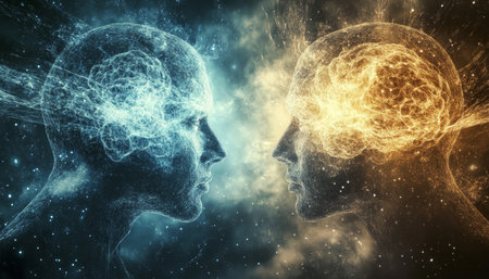 Exploring telepathic communication harnessing mind power for thought control and influenceの写真素材