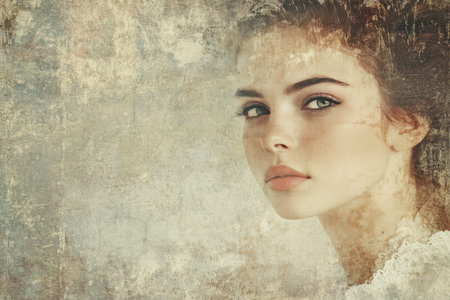 Creative retro poster a beautiful mixed media collage with grunge graphic design and romantic theme