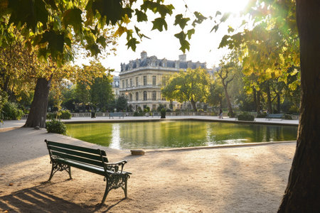 Captivating view of the luxurious luxembourg gardens and palace in the heart of parisの写真素材