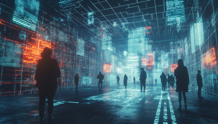 Conceptual photography capturing digital transformation for the next generation of technologyの写真素材