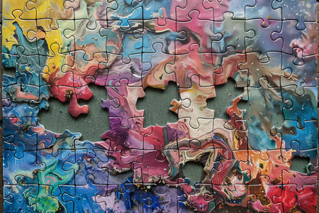Generative ai completing jigsaw puzzle with missing piece enhancing search relevanceの写真素材