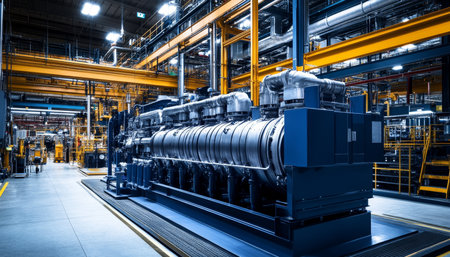 Industrial machinery a large generator showcasing engineering and technological innovationの写真素材