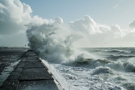 A hurricane forming over the sunlit sea on a stunningly beautiful and serene day