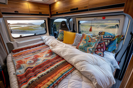 Diverse bed options in cozy camper van bedroom ensure restful nights for travelers