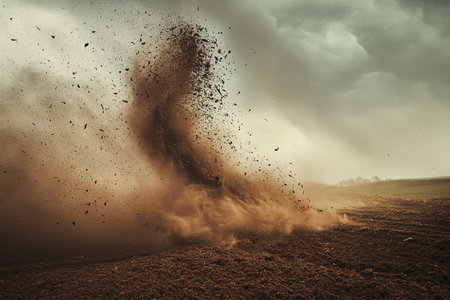 Tornado touchdown capturing nature s raw power and destructive force in a transformed landscapeの写真素材