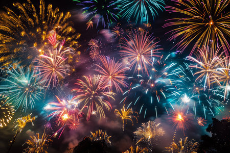 Brazil independence day spectacular fireworks illuminate the night sky in celebrationの写真素材